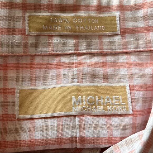 Michael Michael Kors 100% Cotton Pink & Gray Long Sleeve Button Shirt Size 16.5 - Picture 3 of 9